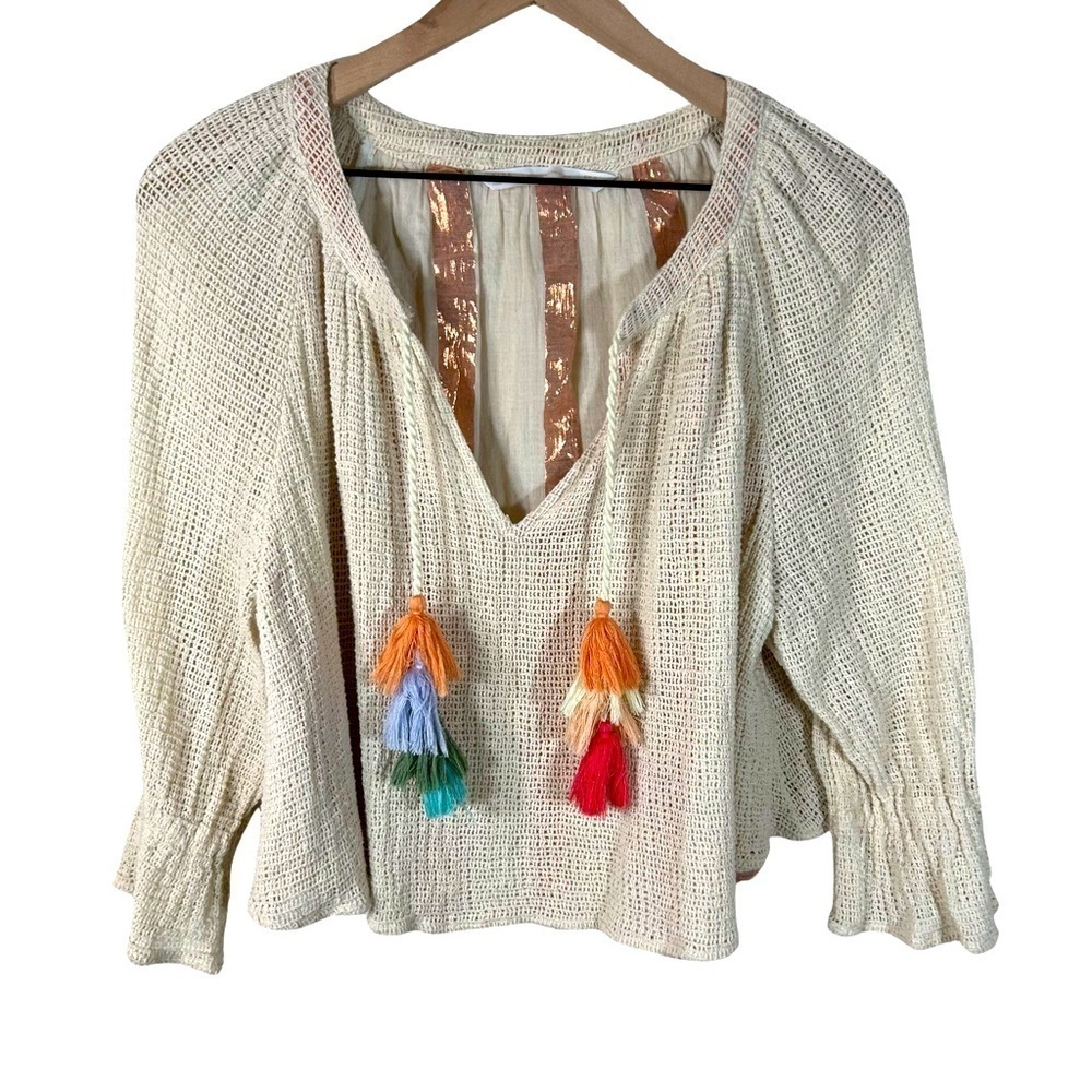 Zara Trafalou Collection Cropped Woven Top, Size M